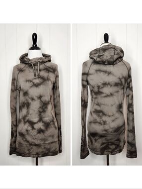 Smartwool Black Brown Marble Wash Merino Wool 250 Thermal Pullover Hoodie Small